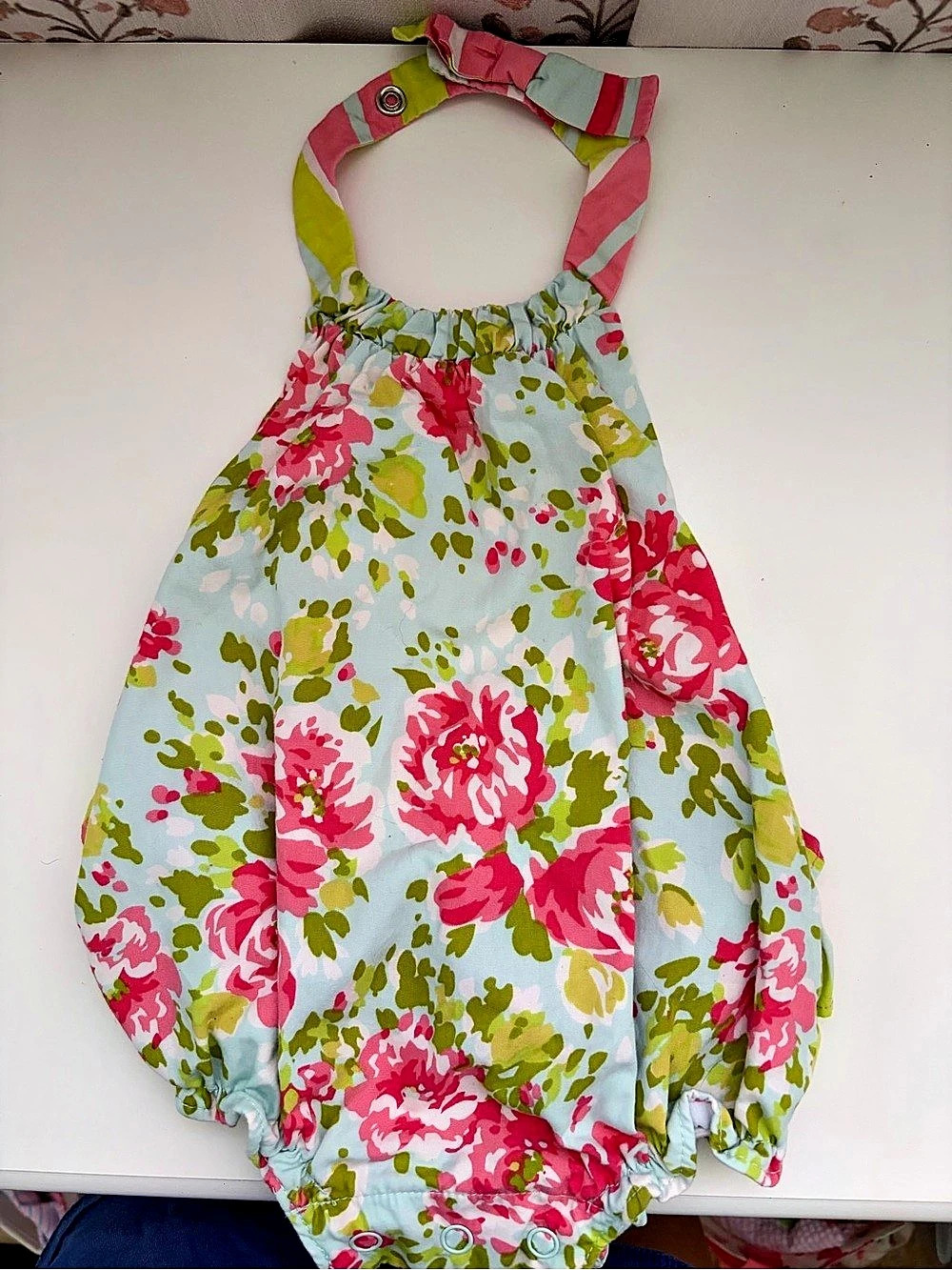 Bonnie Baby Rosa Floral Romper Pink & Green Baby 3-6M